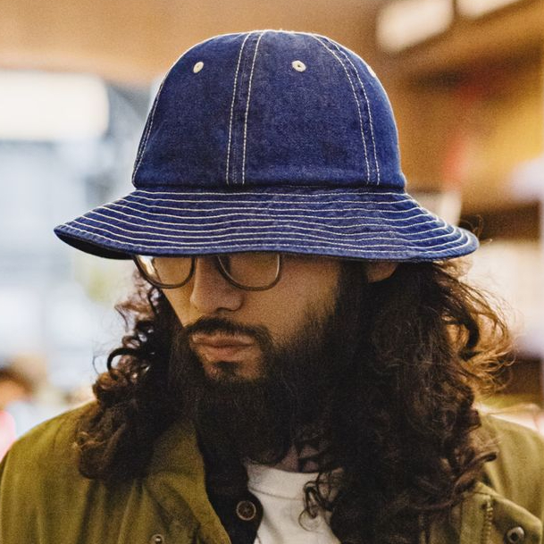 美式復古丹寧牛仔漁夫帽寬帽檐咔嘰圓頂遮陽帽盆帽男女