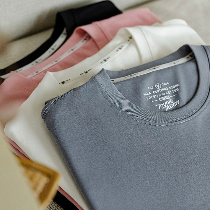 男裝70支匹馬棉短袖T恤棉涼感吸溼抗皺圓領打底純色半袖體恤夏