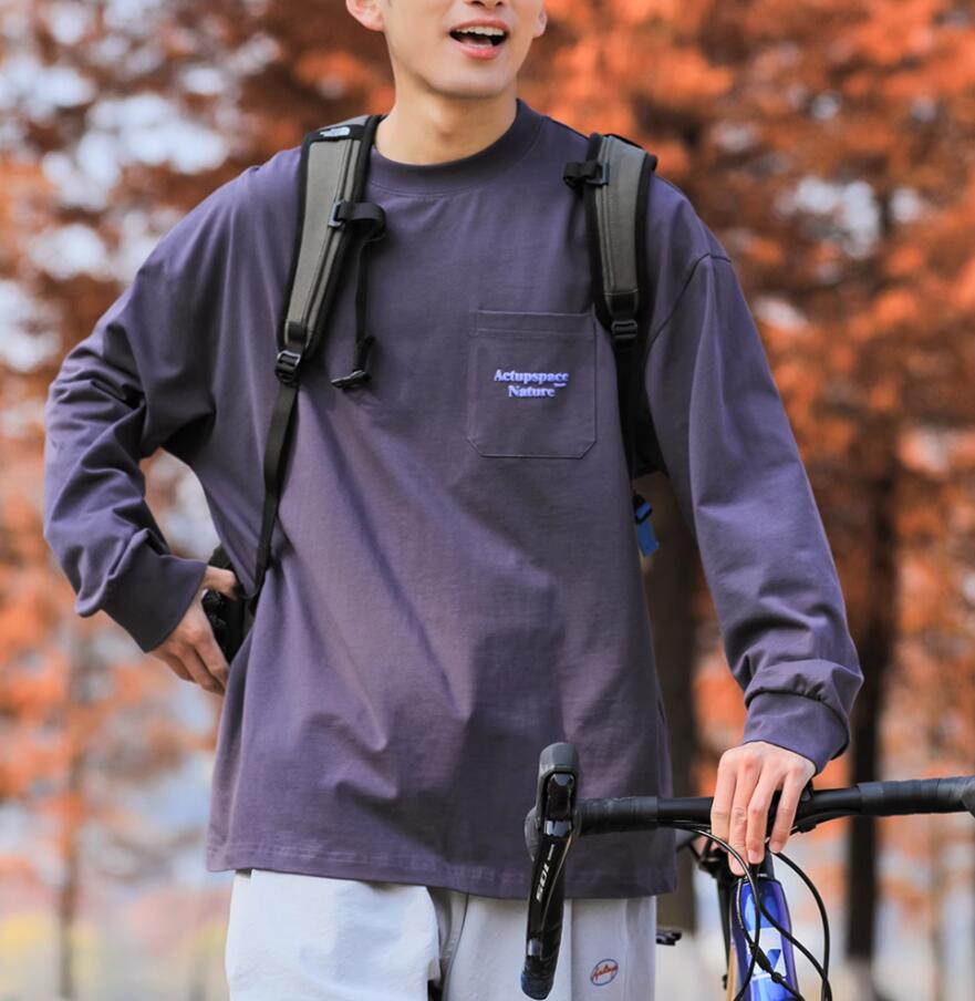 長袖T恤男發泡印花百搭圓領衛衣