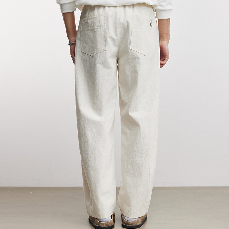 220g萊賽爾小彎刀休閒褲男春季純色寬鬆簡約百搭通勤直筒褲