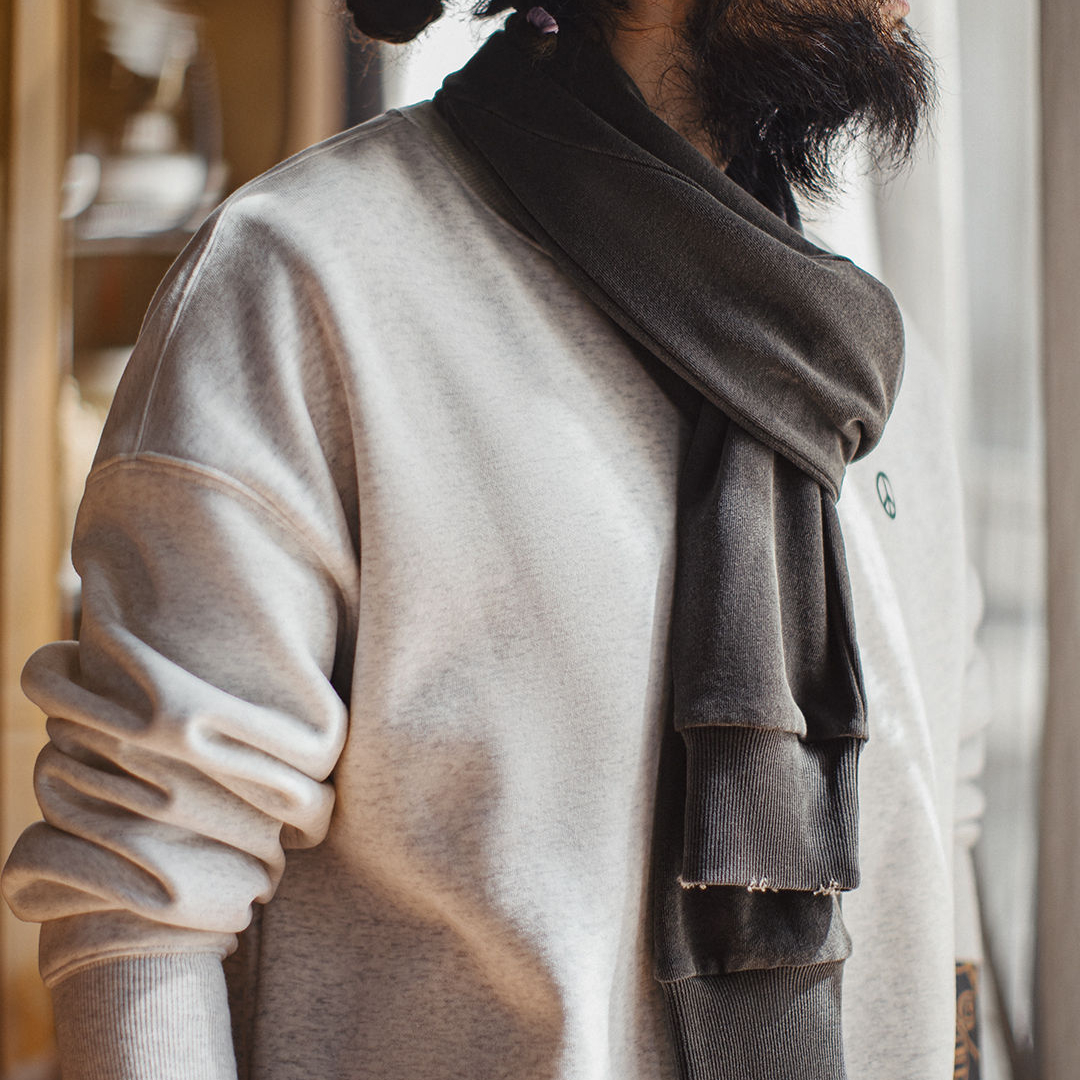 美式仿衛衣圍巾披肩兩用日系復古藍色保暖圍脖搭肩男秋冬