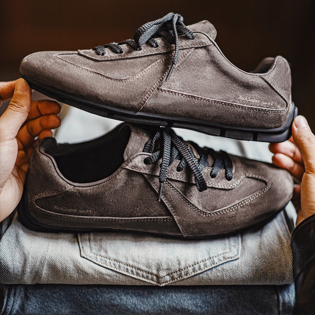 2026新款復古棕咖色德訓鞋男士小衆運動休閒美拉德系真皮板鞋