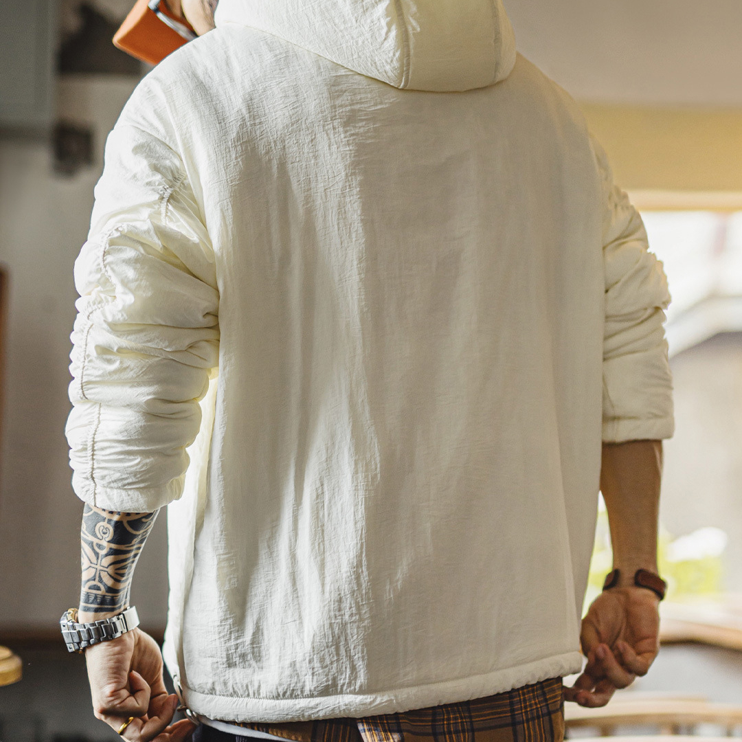 美式氣絨套頭口袋衛衣圓領連帽通勤加絨保暖廓形外套男冬