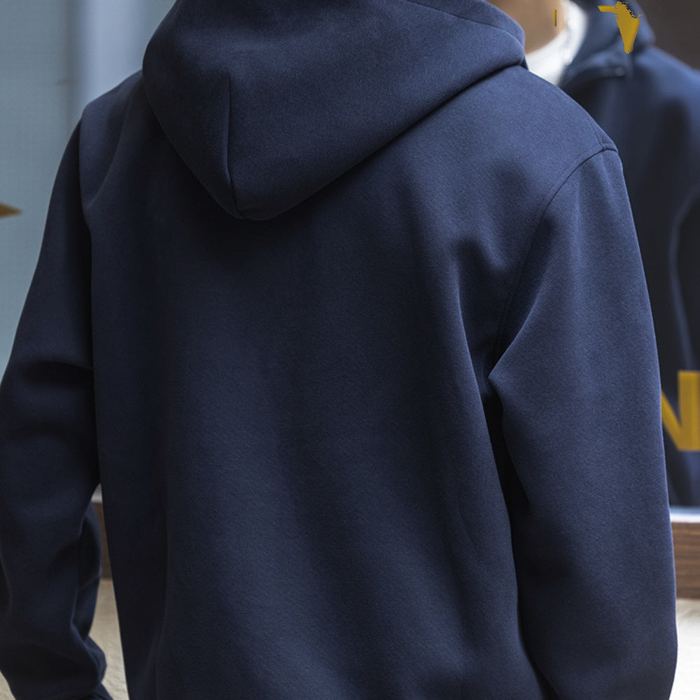 美式復古半拉鏈衛衣男秋季寬松潮牌休閑運動連帽上衣服