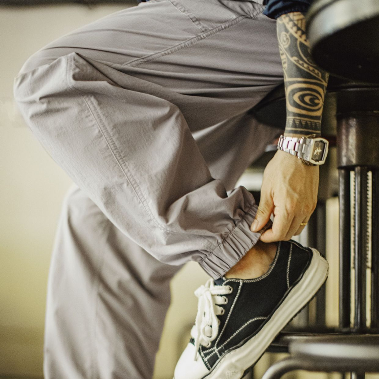 美式休閒防潑水Easypants薄款通勤束腳褲日系長褲子男秋