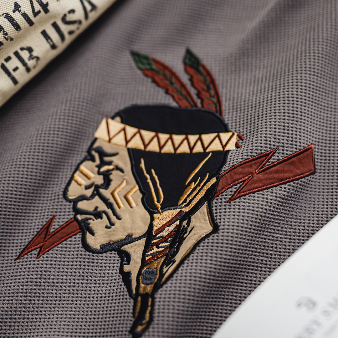 美式復古印第安v領華夫格長袖刺繡針織重磅衛衣外套男秋