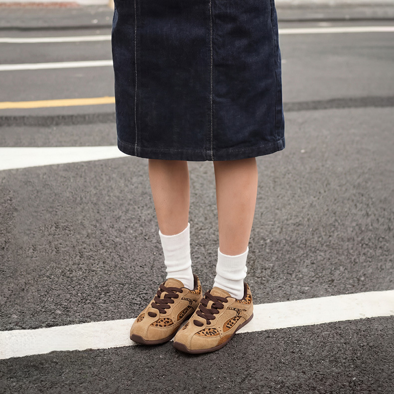 豹紋薄底賽車鞋2026新款美拉德復古德訓鞋運動休閒鞋男女同款