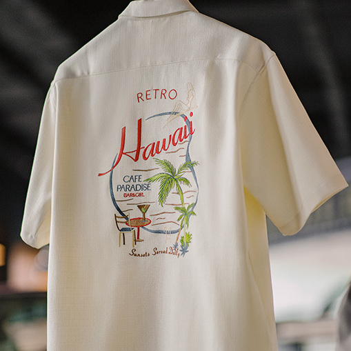 美式復古夏威夷刺繡短袖襯衫竹節紋垂感古巴領襯衣男夏季