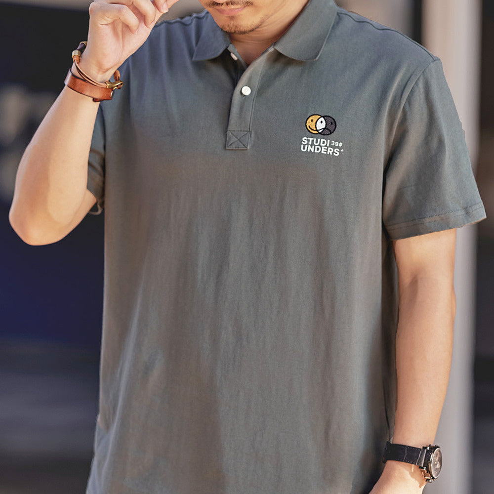 美式復古純棉polo衫短袖T恤男夏季寬松大碼胖子保羅翻領男裝體恤