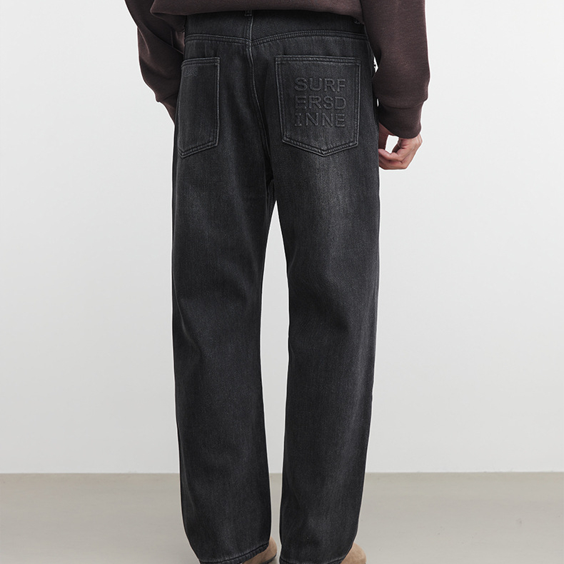 奧粒絨8支高密加絨保暖牛仔褲秋冬季男水洗時尚休閒長褲