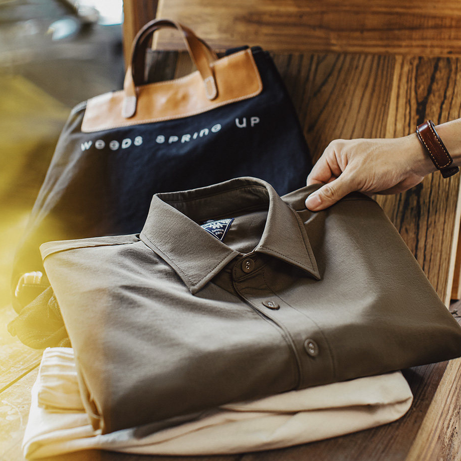 美式復古獵裝襯衫外套肘部拼接翻領正肩長袖薄款襯衣男春