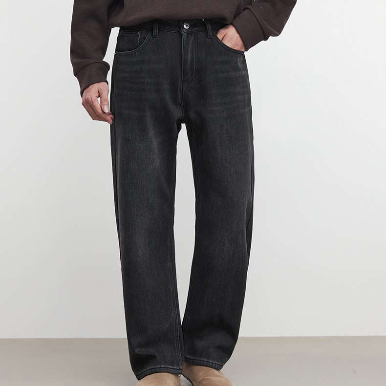 奧粒絨8支高密加絨保暖牛仔褲秋冬季男水洗時尚休閒長褲