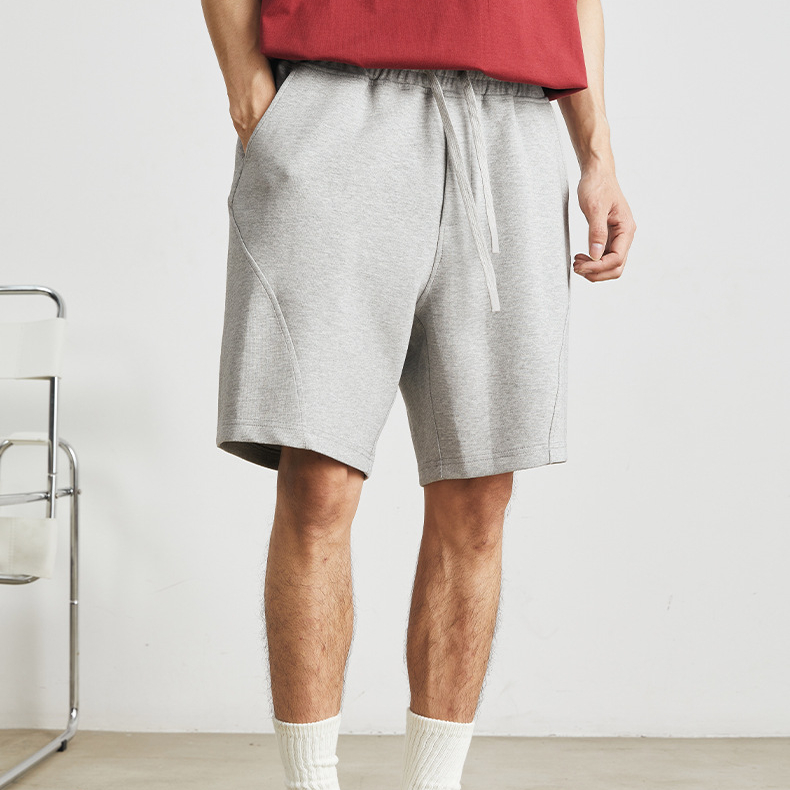 夏季新款美式重磅短褲男直筒寬鬆五分褲純色休閒運動褲男