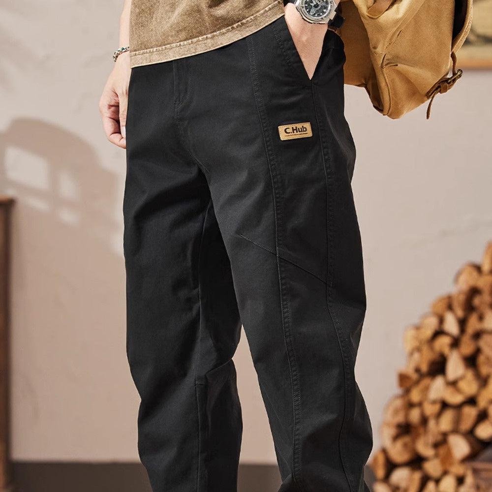 美式休閑褲男士春秋季新款寬松束腳哈倫工裝褲