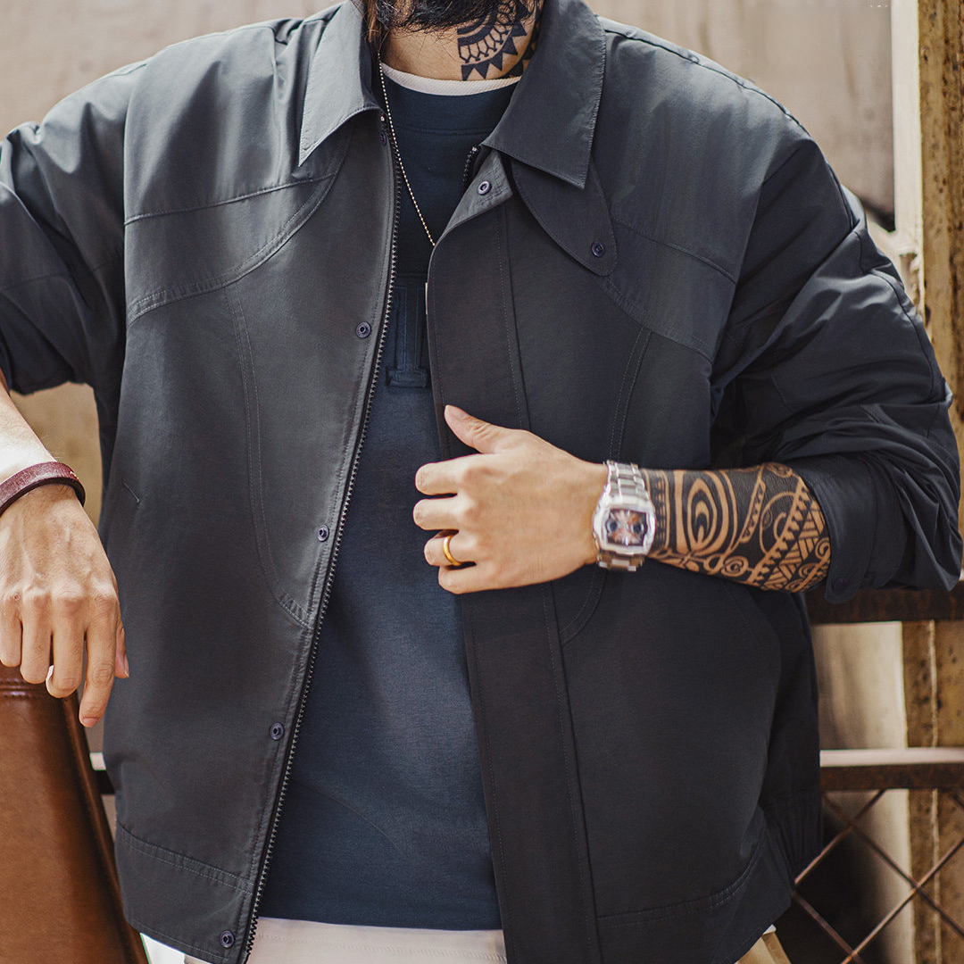 美式機能風三防夾克立領運動訓練防水灰色薄款外套男春季