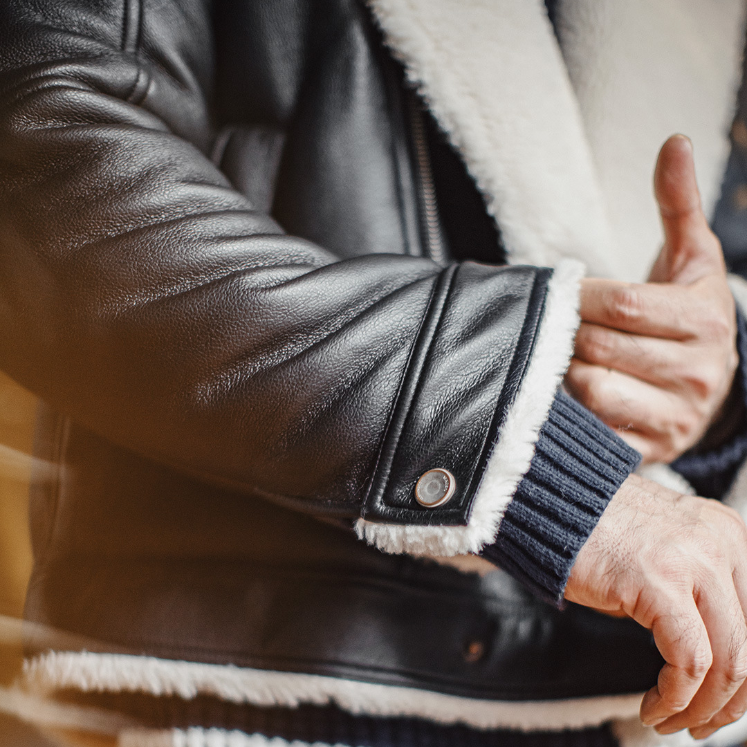 美式G1飛行服夾克bomber仿羊羔絨荔枝紋皮衣保暖外套男冬