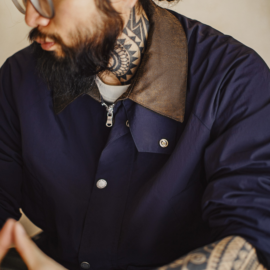 美式復古Safari遊獵裝夾克防水藍色vintage風衣外套男秋