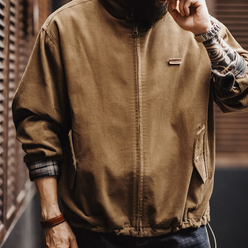 美式復古燈芯絨哈靈頓G9夾克阿美咔嘰立領休閒外套男秋季