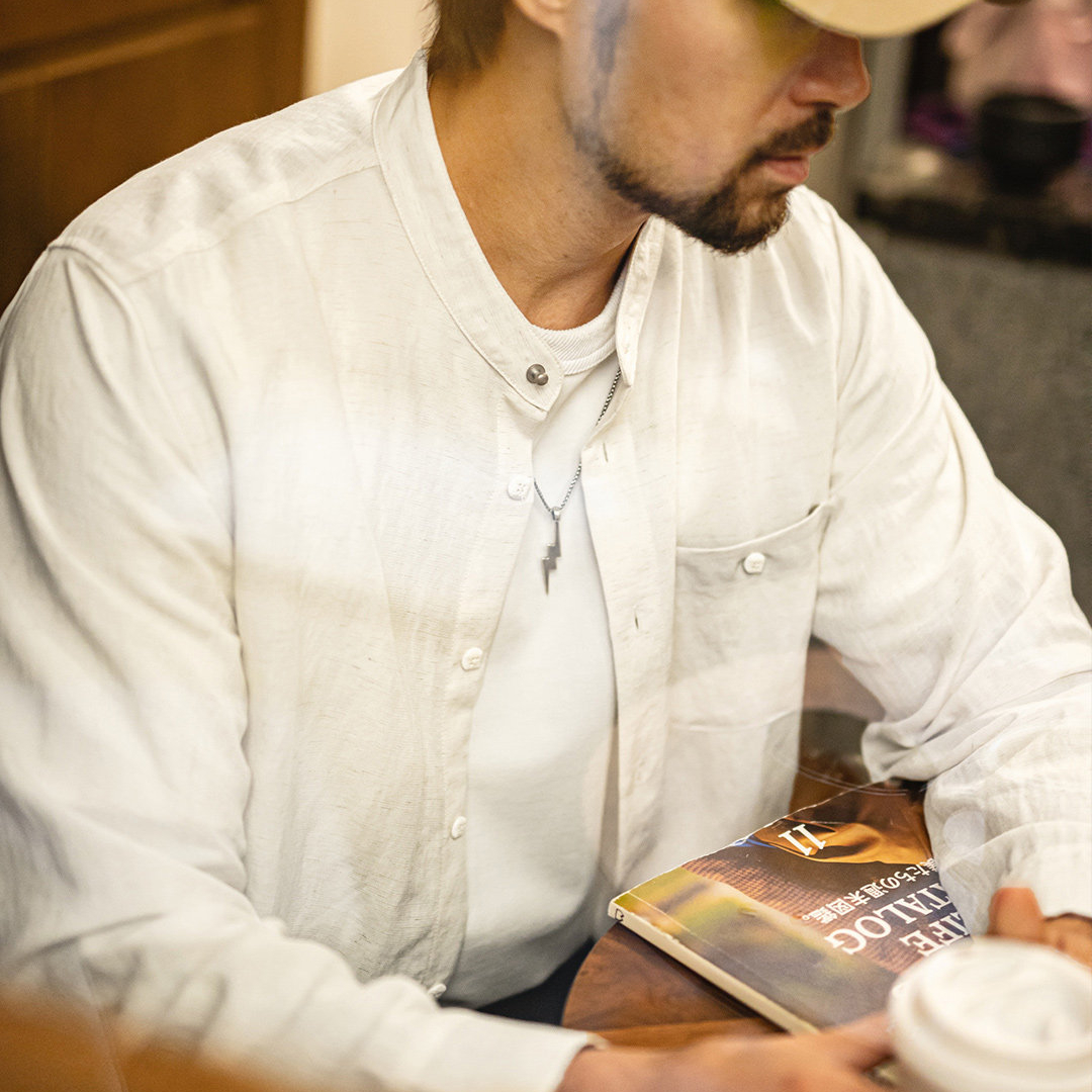 萊賽爾長袖襯衫天絲日系鬆弛感襯衣美式老錢風外套男士春