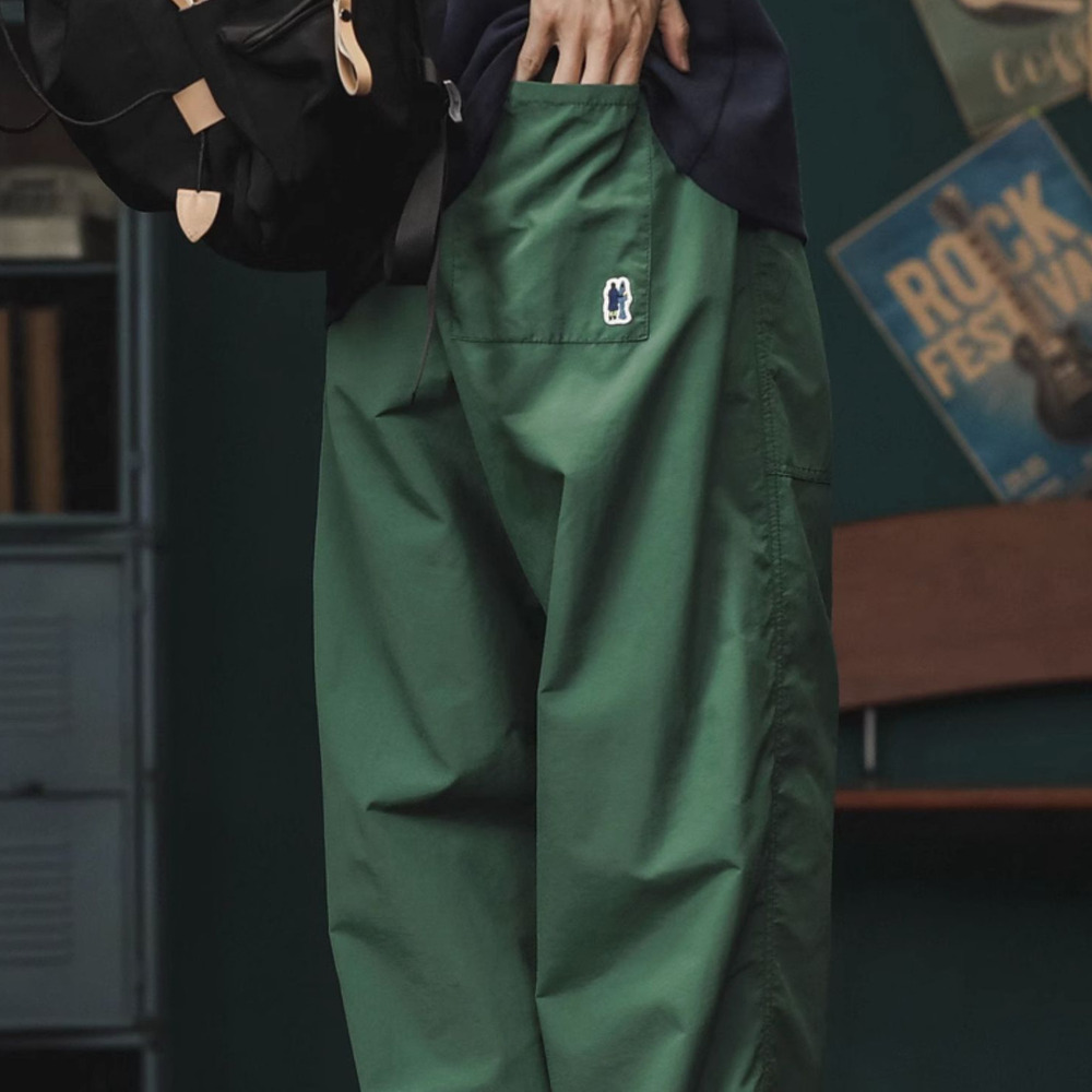 潮牌闊腿工裝褲男寬松直筒休閑褲夏季新款復古戶外速幹運動褲