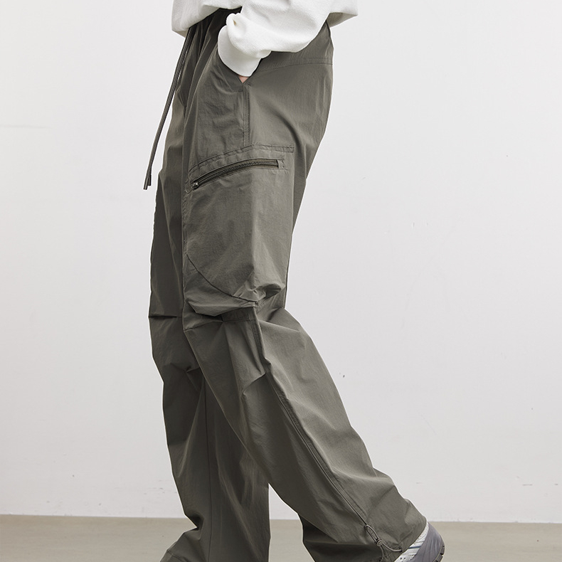 時尚吸汗速干休閒褲男春秋季2026新款戶外工裝褲薄款闊腿褲子