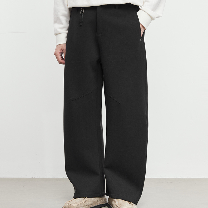 逸行430克重磅寬鬆保暖加厚休閒褲男秋冬季垂感純色長褲