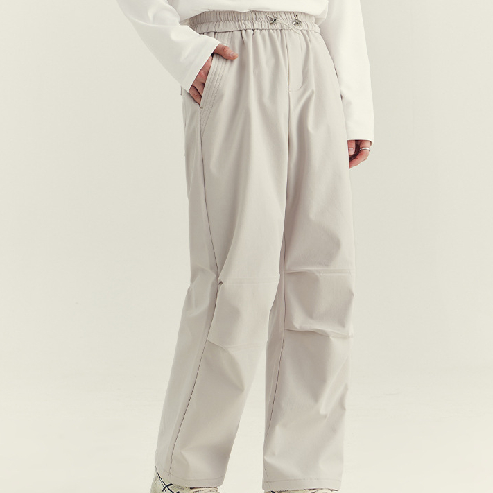 戶外傘兵工裝褲子男秋季高級感百搭抽繩男士直筒休閒長褲