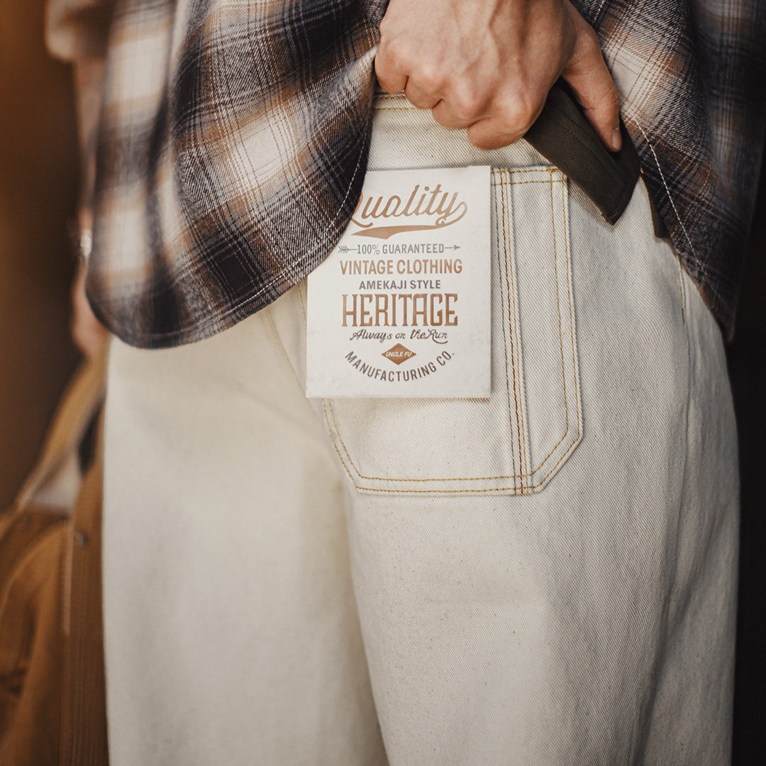 美式復古白色牛仔褲直筒cleanfit闊腿垂感寬鬆休閒褲男冬