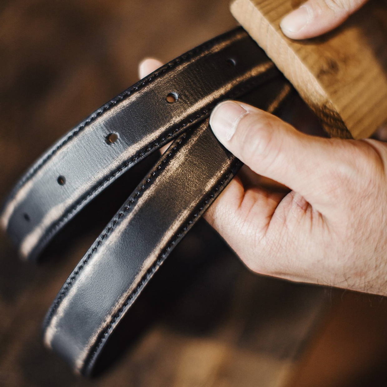 美式復古頭層植鞣牛皮帶腰帶單針真皮扣頭硬漢褲腰帶男款