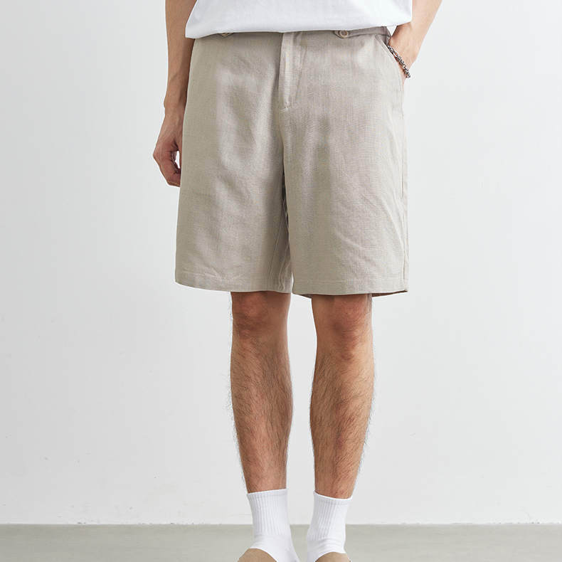萊賽爾天絲休閒短褲男士夏季2025新款寬鬆舒適亞麻褲子潮