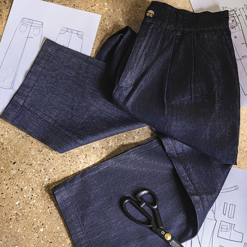 冰皮牛仔褲垂墜感輕薄透氣萊賽爾長褲闊腿鬆緊休閒褲春夏