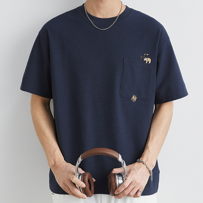 260g重磅華夫格圓領短袖t恤男夏季2025新款肌理感體恤潮