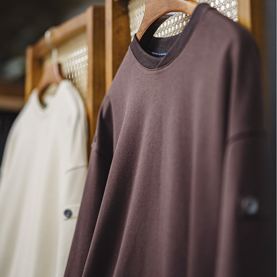 美式復古長袖T恤棉V領套頭白色寬鬆垂感外穿衛衣男款春