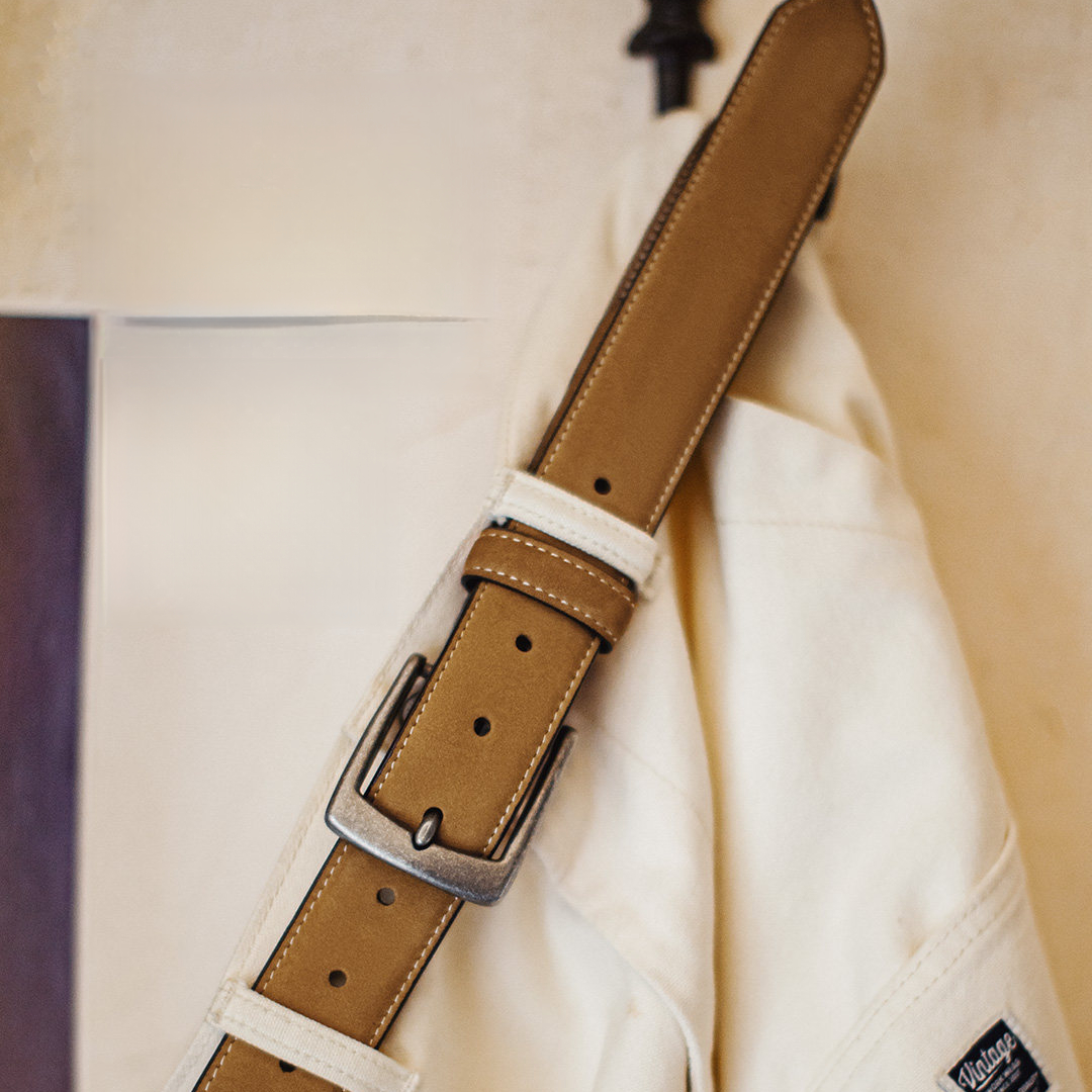 美式復古酋長皮帶頭層牛皮腰帶單針釦頭真皮褲腰帶男款