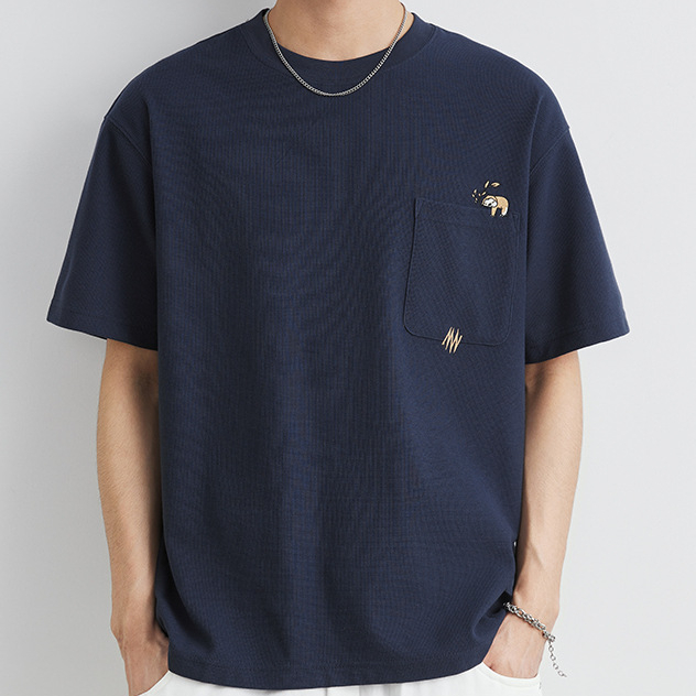 260g重磅華夫格圓領短袖t恤男夏季2025新款肌理感體恤潮