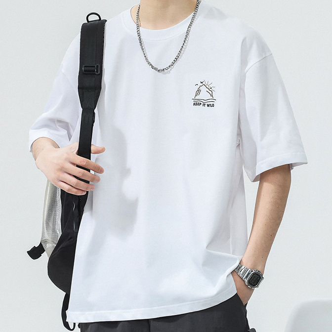 夏季新款街頭潮流bf風創意印花圓領T恤男女學生短袖