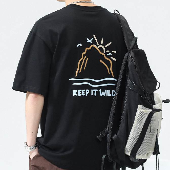 夏季新款街頭潮流bf風創意印花圓領T恤男女學生短袖