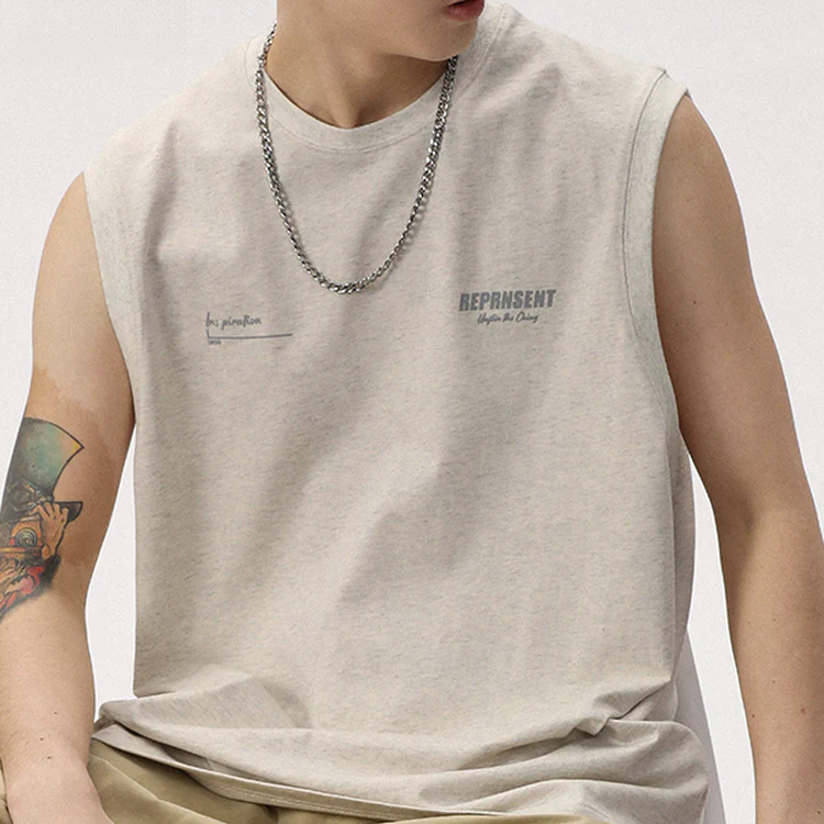 汗背心男款夏季健身痞帥新款無袖t恤圓領純棉潮