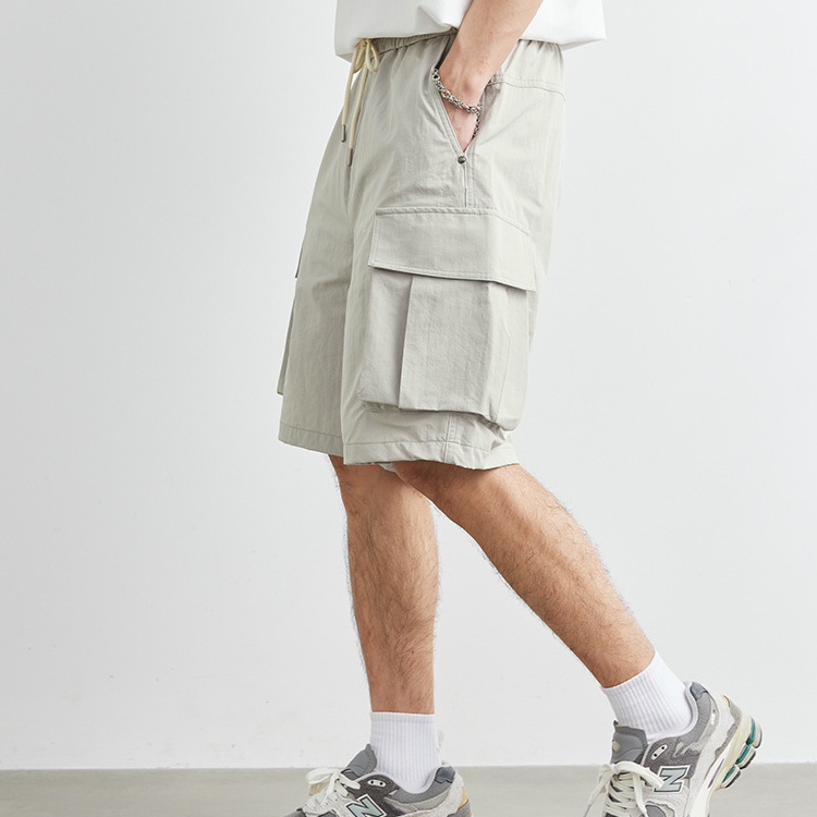 潮牌機能大口袋闊腿工裝短褲男山系戶外直筒寬鬆五分褲子