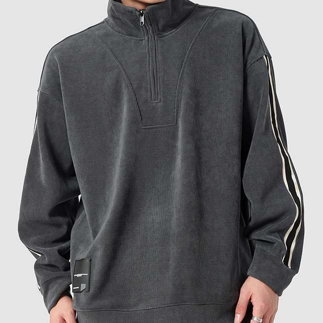 秋季新款日系半高領拉鍊衛衣男寬鬆休閒百搭立領長袖外套
