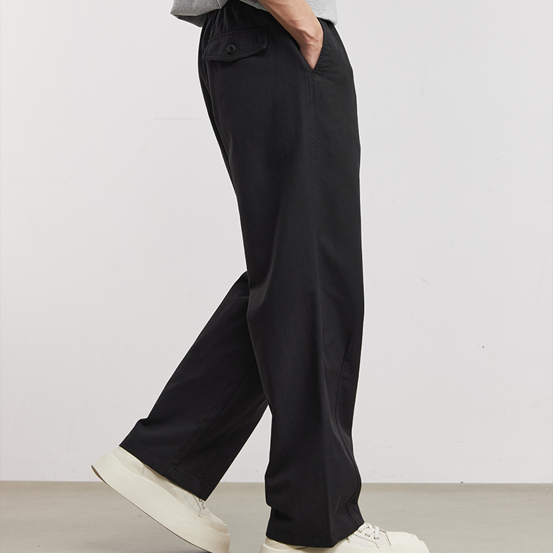 垂感輕薄透氣休閒褲男夏季抽繩腰頭寬鬆通勤百搭直筒闊腿褲