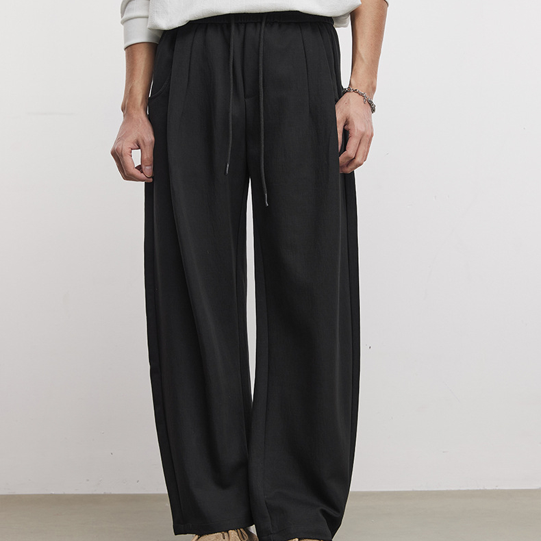 280g復古冰川哈倫褲男士春季新款萊賽爾棉直筒百搭時尚休閒褲