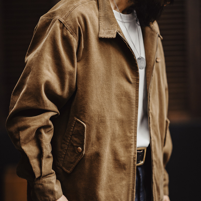 美式復古燈芯絨哈靈頓G9夾克阿美咔嘰立領休閒外套男秋季