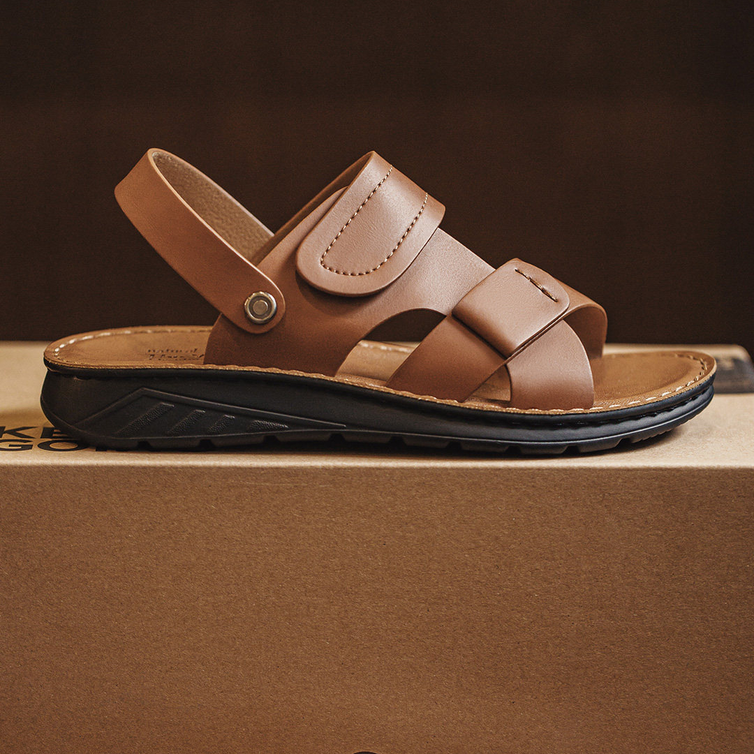 男鞋2026夏季新款皮涼鞋兩穿沙灘鞋真皮商務開車涼拖鞋爸爸鞋