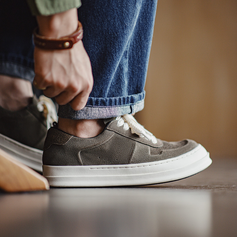 復古ro板鞋夏季新款厚底翹頭男潮鞋低幫百搭休閒增高真皮板鞋