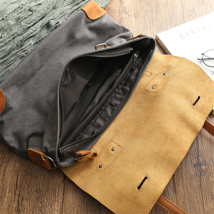 男士復古郵差包休閒單肩斜挎包大容量手提帆布包旅行包男電腦包潮