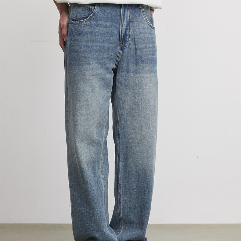 369g竹節萊賽爾牛仔褲男春秋季2026新款Clanfit直筒休閒褲子
