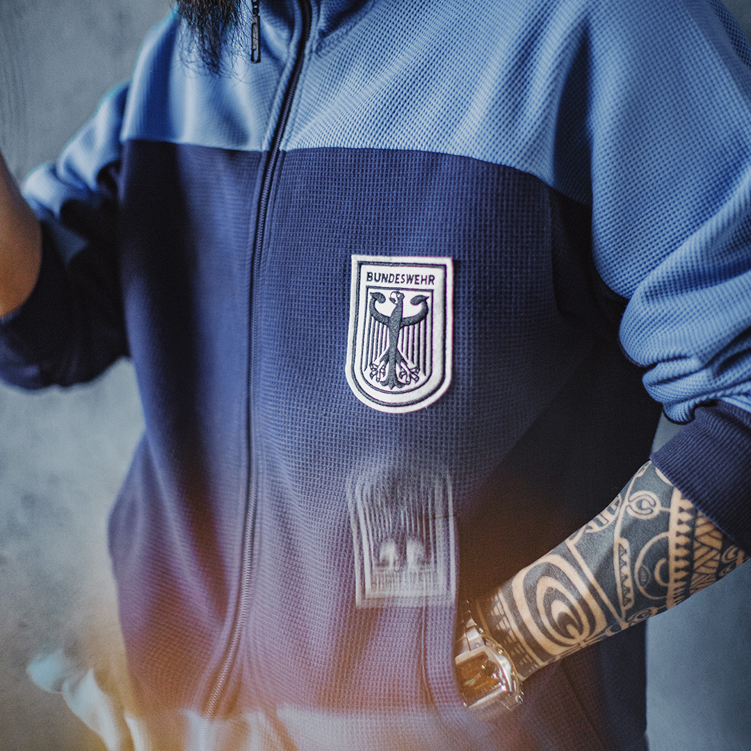 美式撞色教練夾克華夫格立領藍色訓練服透氣長袖外套男秋