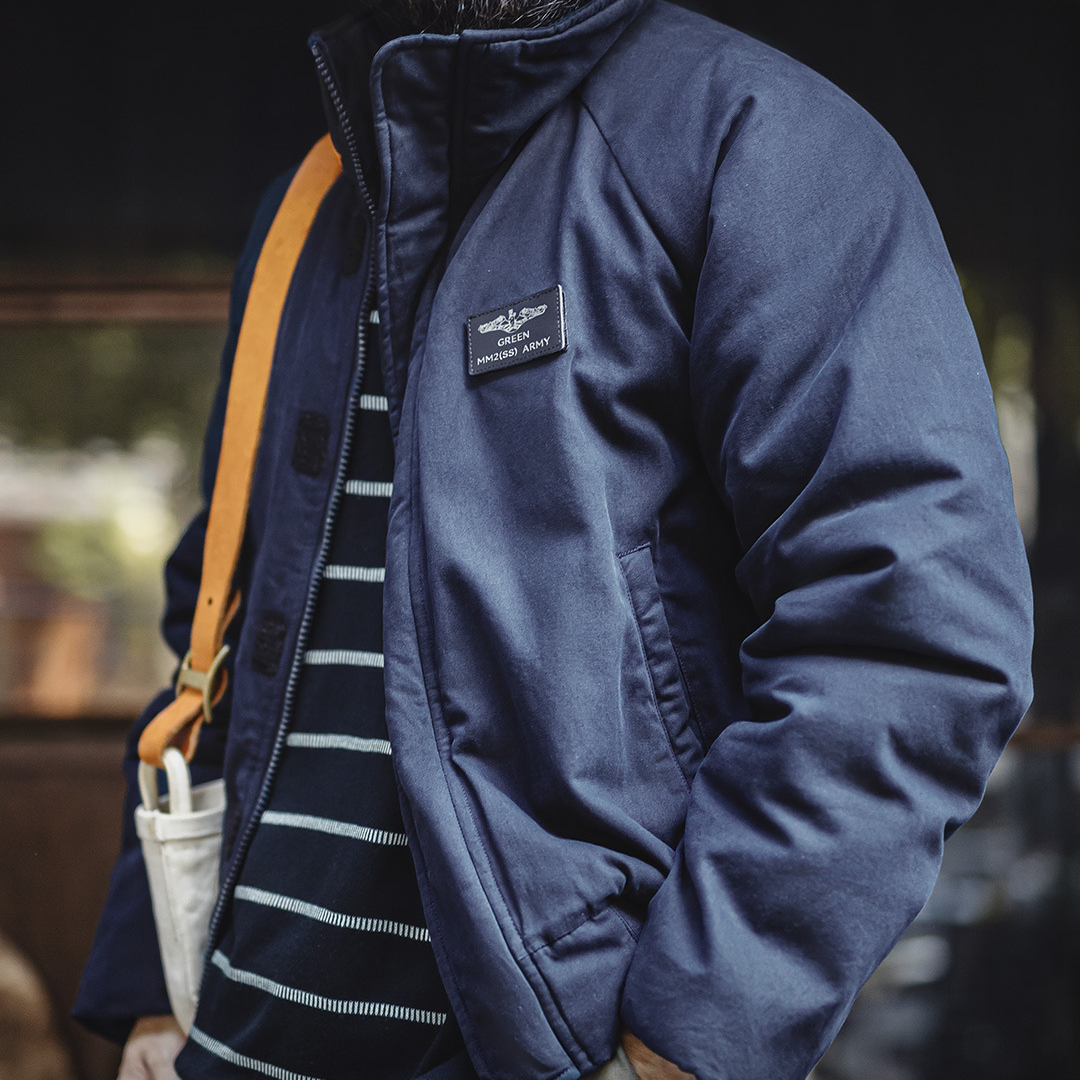美式海軍藍色立領棉服加厚保暖短款插肩袖夾克外套男秋冬