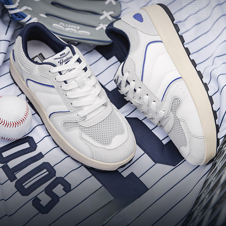 洋基藍厚底板鞋男鞋春季美式復古通勤百搭棒球運動休閒小白鞋